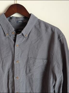 J. Crew Mens XL Slim Untucked Garment Dye Shirt Gray Long Sleeve Cotton AQ243